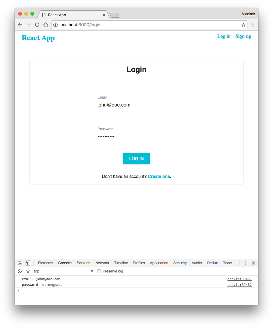 Initial Login Form Component