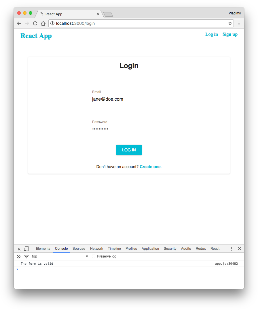 Valid login form